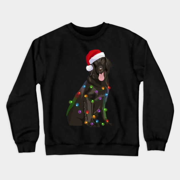 Flat coated Retriever Christmas Lights Xmas Crewneck Sweatshirt by magazin